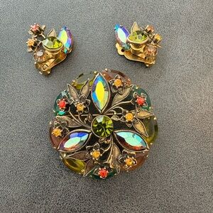 Vintage Brooch and Matching Clip-on Earrings
